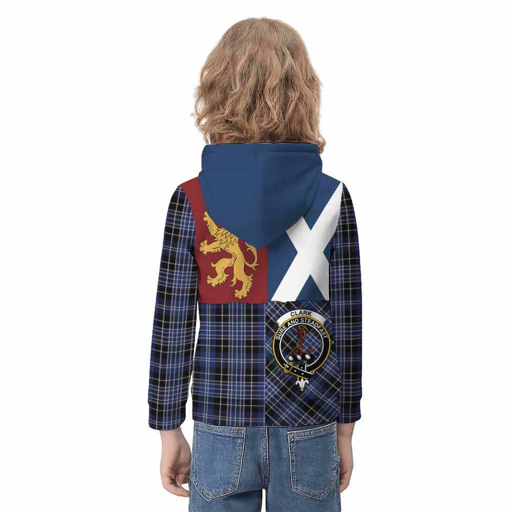 Clark (Clarke) Crest Tartan Kid Hoodie with Lion Rampant Saltire Style - Tartan Vibes Clothing