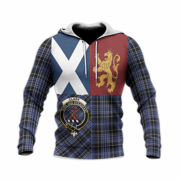 Clark (Clarke) Crest Tartan Knitted Hoodie with Lion Rampant Saltire Style
