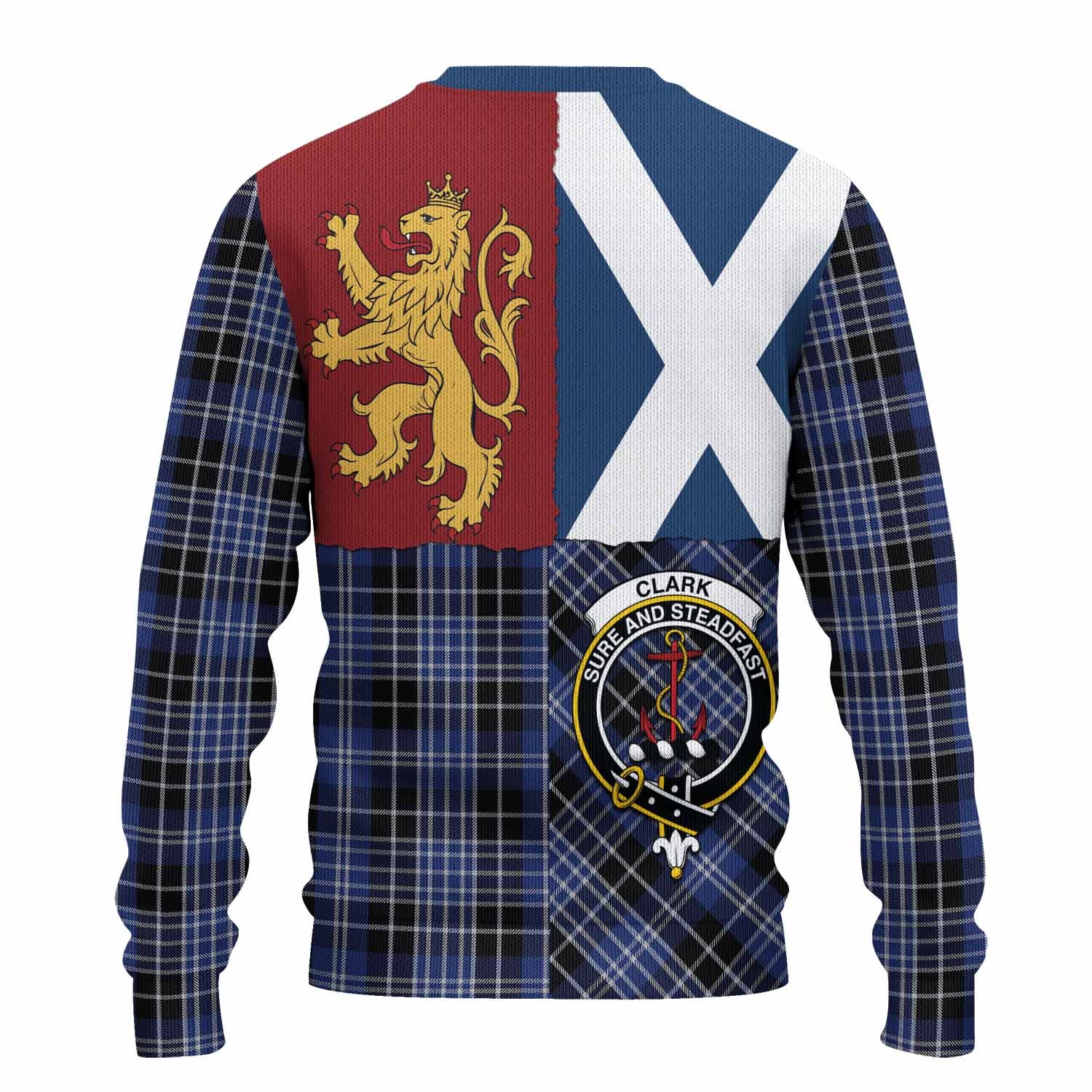 Clark (Clarke) Crest Tartan Knitted Sweater with Lion Rampant Saltire Style