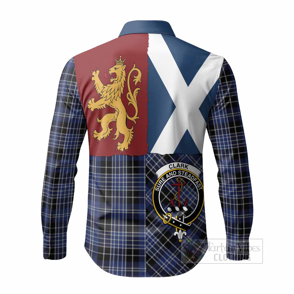 Clark (Clarke) Crest Tartan Long Sleeve Button Shirts with Lion Rampant Saltire Style