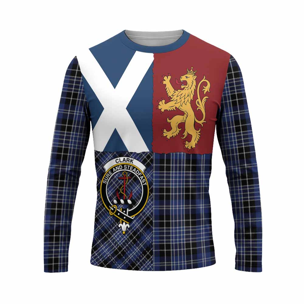 Clark (Clarke) Crest Tartan Long Sleeve T-Shirt with Lion Rampant Saltire Style