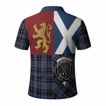 Clark (Clarke) Crest Tartan Polo Shirt with Lion Rampant Saltire Style