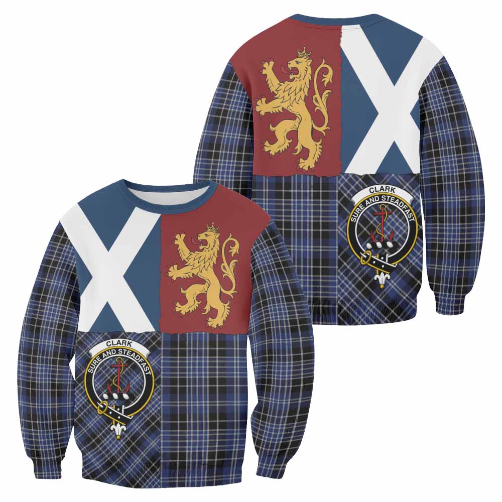 Clark (Clarke) Crest Tartan Sweatshirt with Lion Rampant Saltire Style