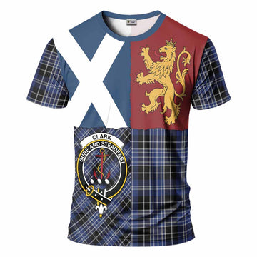 Clark (Clarke) Crest Tartan T-Shirt with Lion Rampant Saltire Style