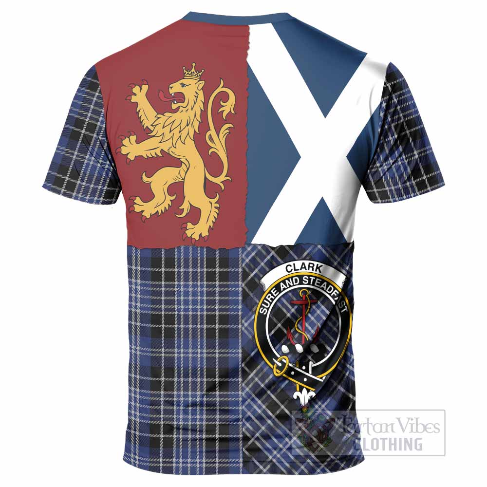 Clark (Clarke) Crest Tartan T-Shirt with Lion Rampant Saltire Style