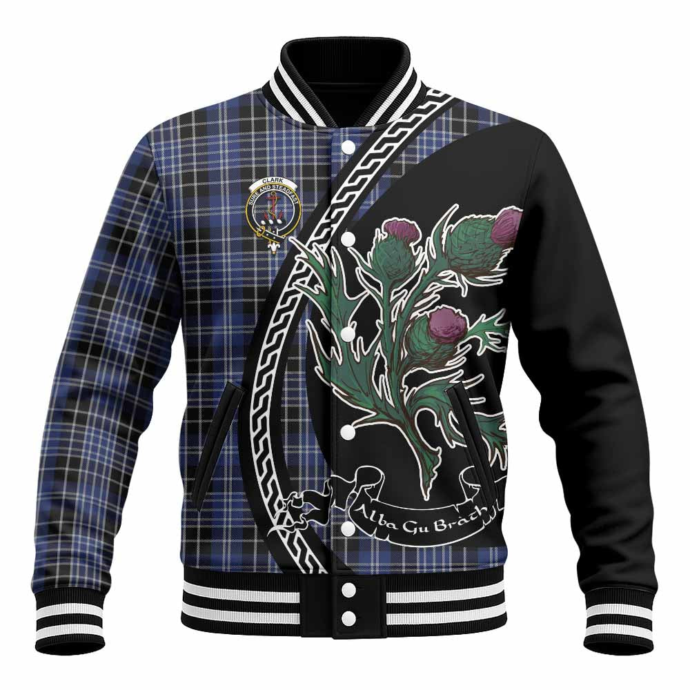 Clark (Clarke) Family Crest Tartan Baseball Jacket Alba Thistle Inspired - Tartan Vibes Clothing