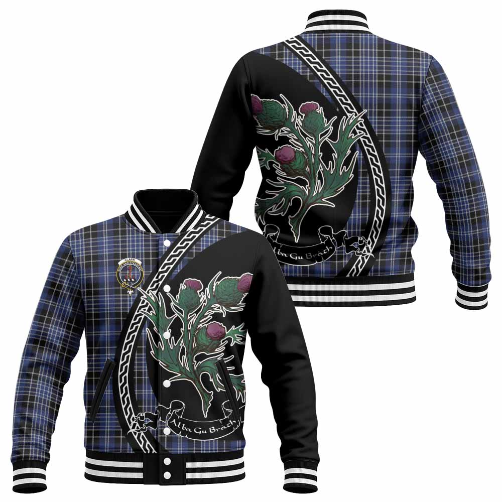 Clark (Clarke) Family Crest Tartan Baseball Jacket Alba Thistle Inspired - Tartan Vibes Clothing