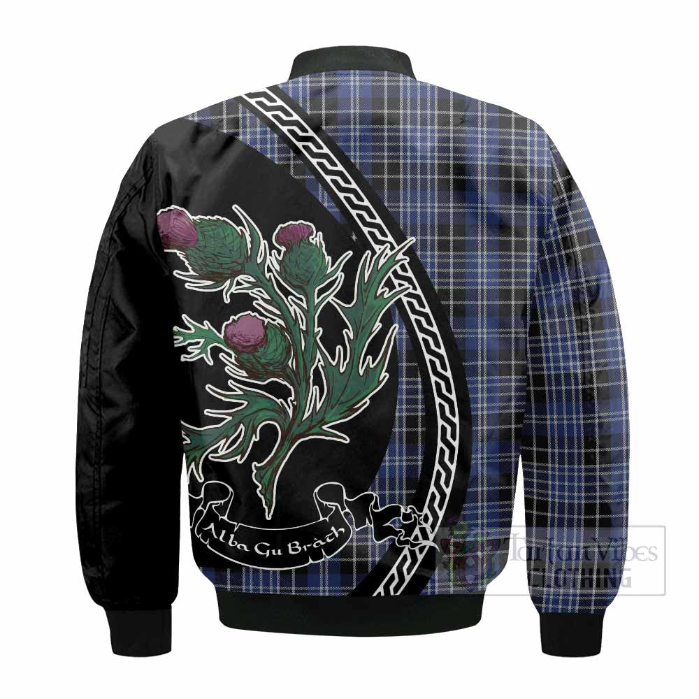 Clark (Clarke) Family Crest Tartan Bomber Jacket Alba Thistle Inspired - Tartan Vibes Clothing