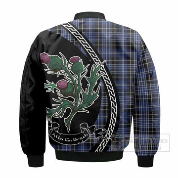 Clark (Clarke) Family Crest Tartan Bomber Jacket Alba Thistle Inspired