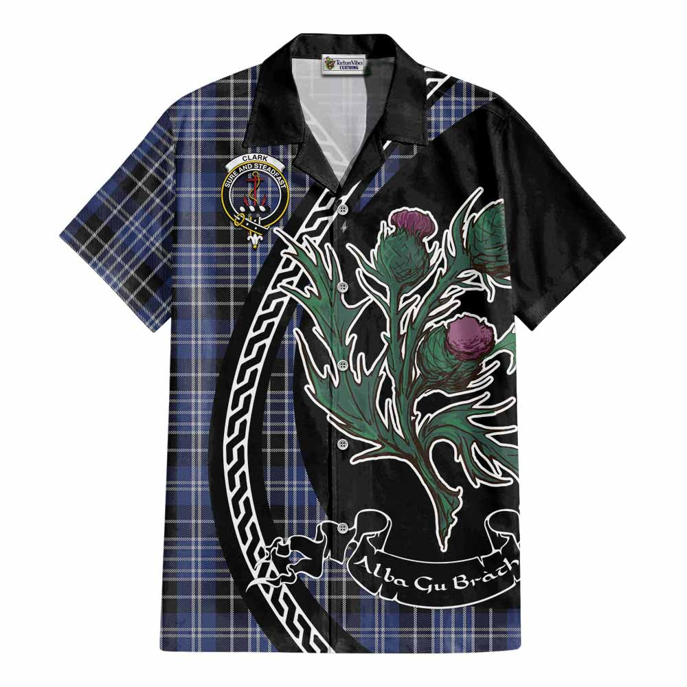 Clark (Clarke) Family Crest Tartan Cotton Hawaiian Shirt Alba Thistle Inspired - Tartan Vibes Clothing