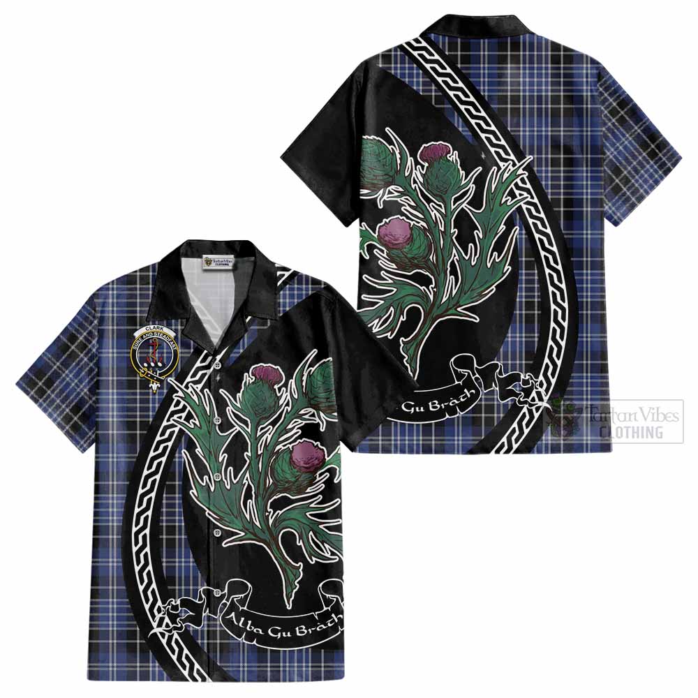 Clark (Clarke) Family Crest Tartan Cotton Hawaiian Shirt Alba Thistle Inspired - Tartan Vibes Clothing