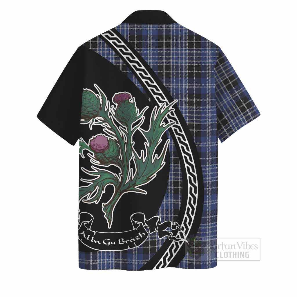 Clark (Clarke) Family Crest Tartan Hawaiian Shirt Alba Thistle Inspired - Tartan Vibes Clothing