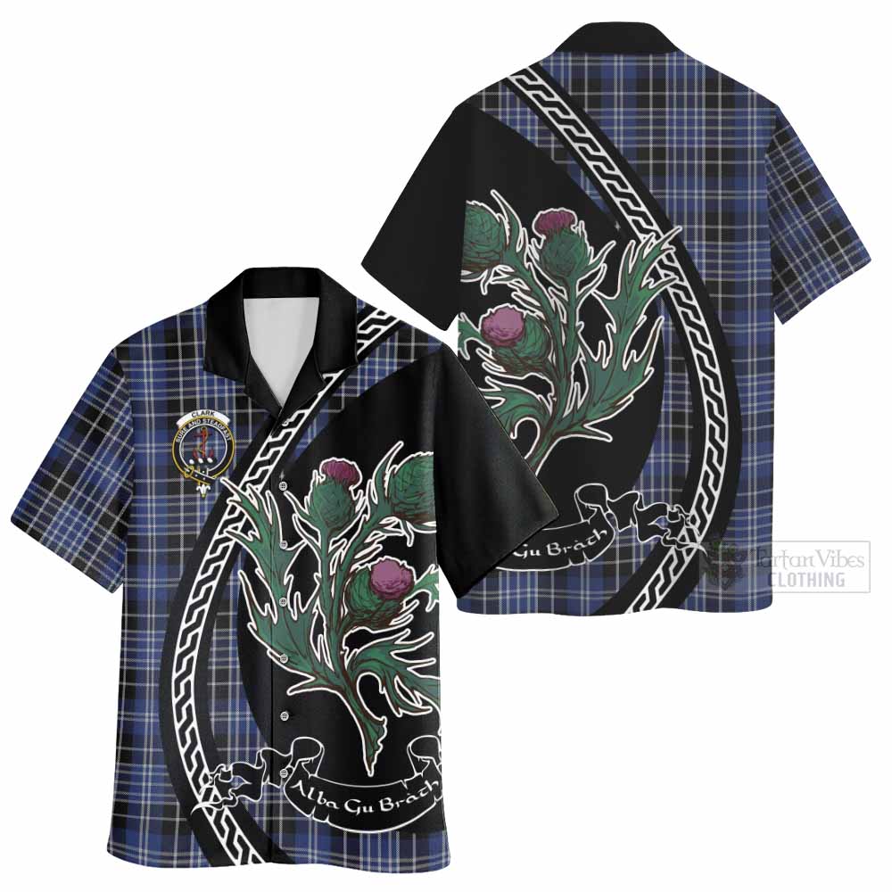 Clark (Clarke) Family Crest Tartan Hawaiian Shirt Alba Thistle Inspired - Tartan Vibes Clothing