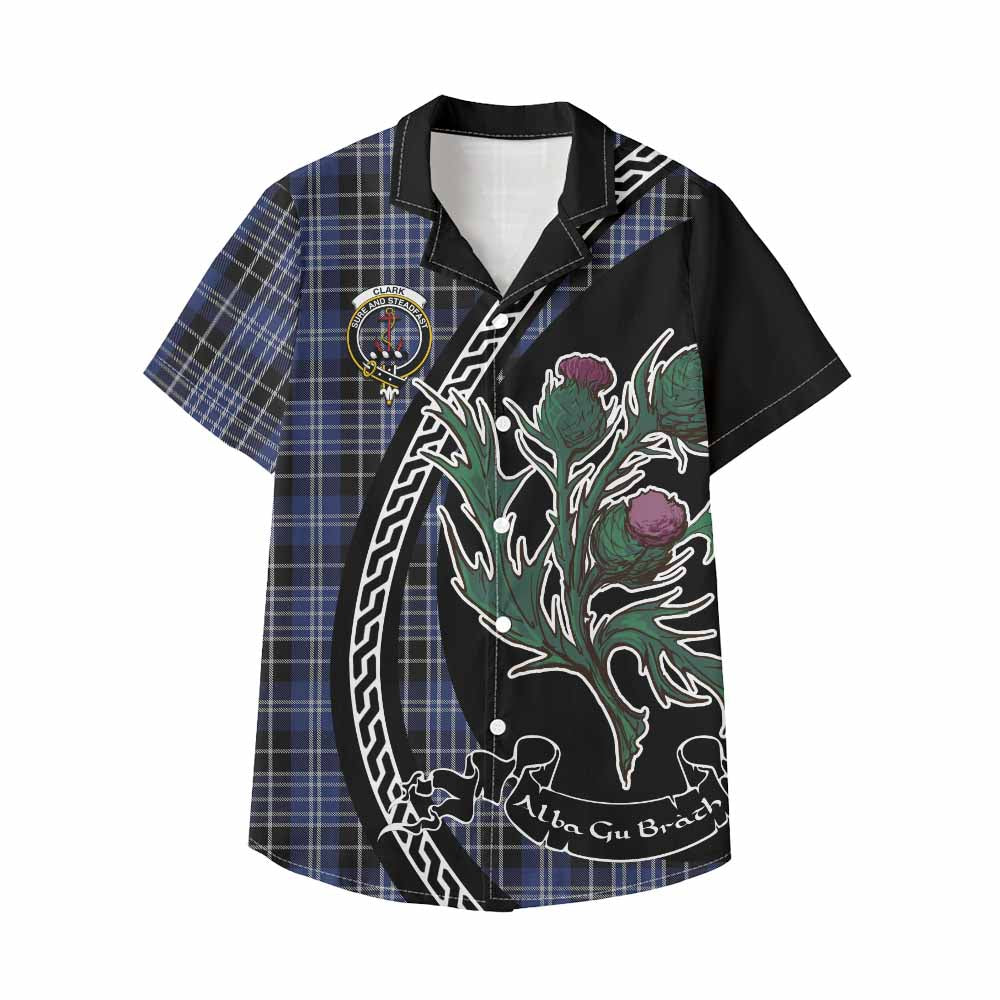 Clark (Clarke) Family Crest Tartan Kid Hawaiian Shirt Alba Thistle Inspired - Tartan Vibes Clothing