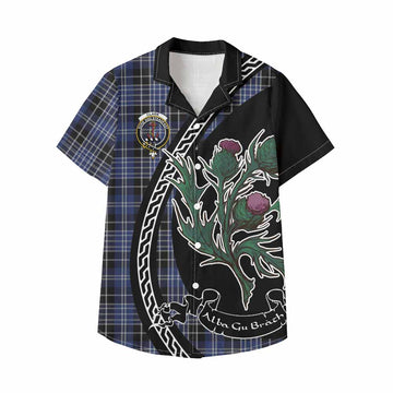 Clark (Clarke) Family Crest Tartan Kid Hawaiian Shirt Alba Thistle Inspired