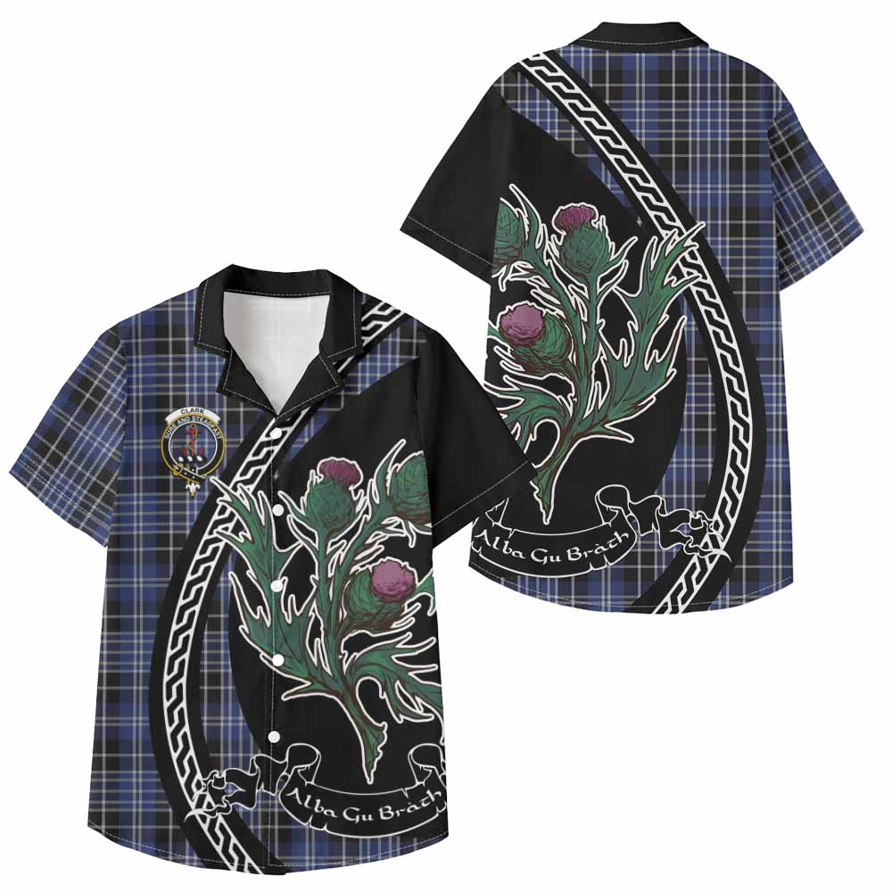 Clark (Clarke) Family Crest Tartan Kid Hawaiian Shirt Alba Thistle Inspired - Tartan Vibes Clothing