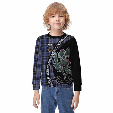 Clark (Clarke) Family Crest Tartan Kid Knitted Sweatshirt Alba Thistle Inspired