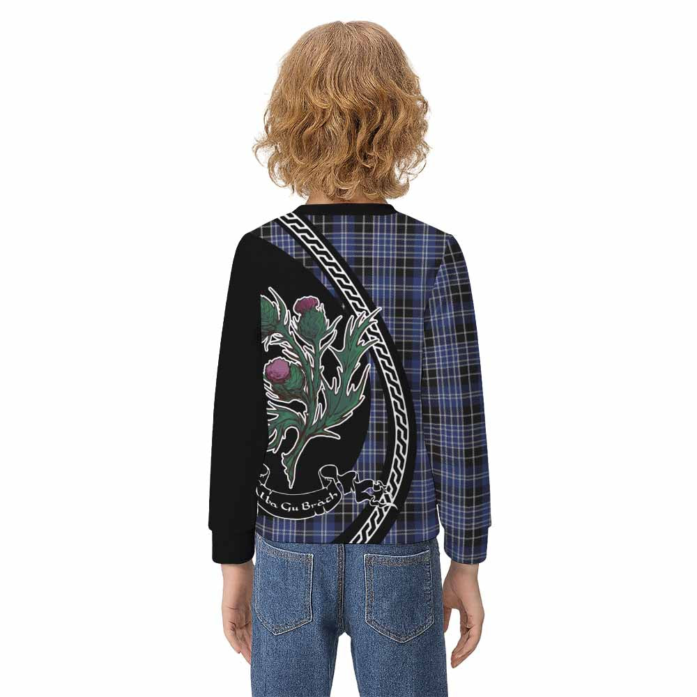 Clark (Clarke) Family Crest Tartan Kid Knitted Sweatshirt Alba Thistle Inspired - Tartan Vibes Clothing