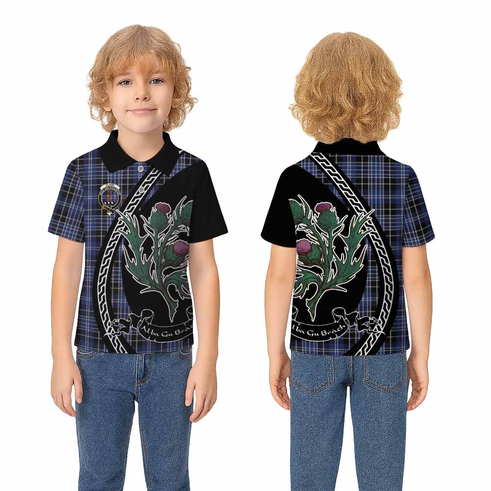 Clark (Clarke) Family Crest Tartan Kid Polo Shirt Alba Thistle Inspired - Tartan Vibes Clothing