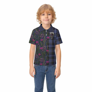 Clark (Clarke) Family Crest Tartan Kid Polo Shirt Scottish Thistle Flower Pattern Half Style