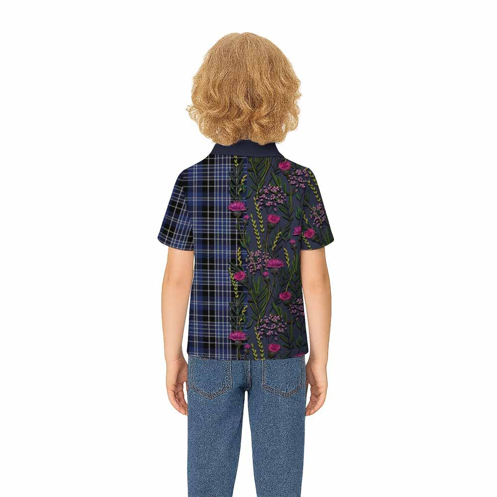Clark (Clarke) Family Crest Tartan Kid Polo Shirt Scottish Thistle Flower Pattern Half Style - Tartan Vibes Clothing