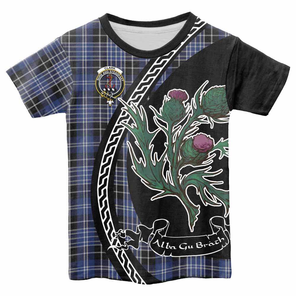 Clark (Clarke) Family Crest Tartan Kid T-shirt Alba Thistle Inspired - Tartan Vibes Clothing