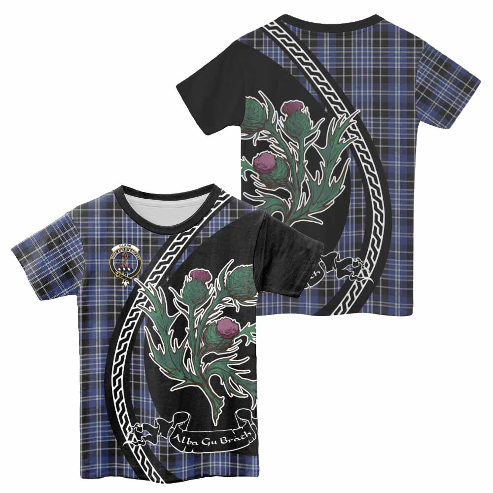 Clark (Clarke) Family Crest Tartan Kid T-shirt Alba Thistle Inspired - Tartan Vibes Clothing