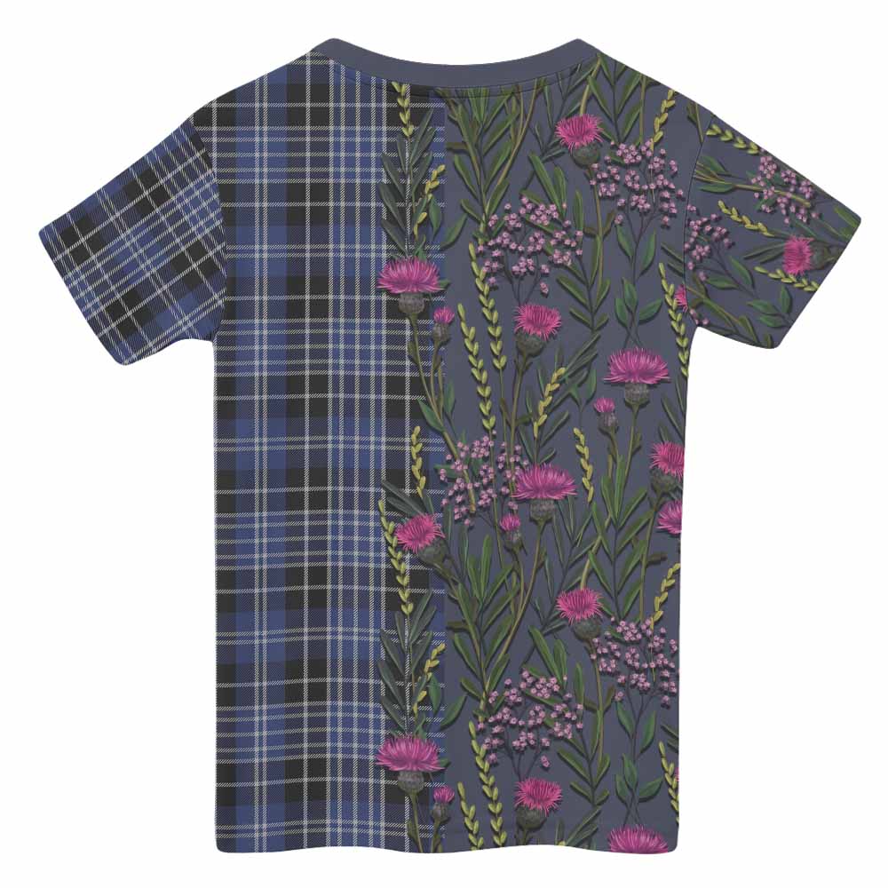 Clark (Clarke) Family Crest Tartan Kid T-shirt Scottish Thistle Flower Pattern Half Style - Tartan Vibes Clothing