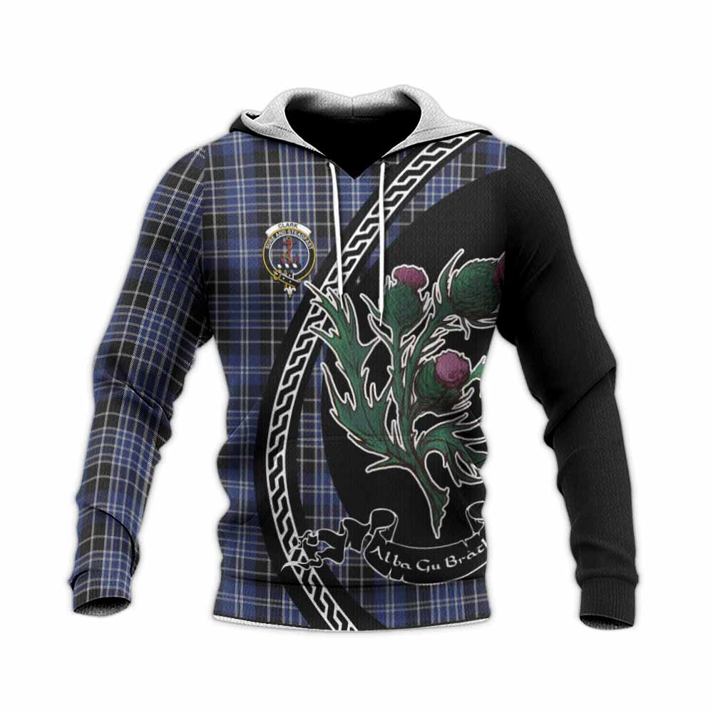 Clark (Clarke) Family Crest Tartan Knitted Hoodie Alba Thistle Inspired - Tartan Vibes Clothing
