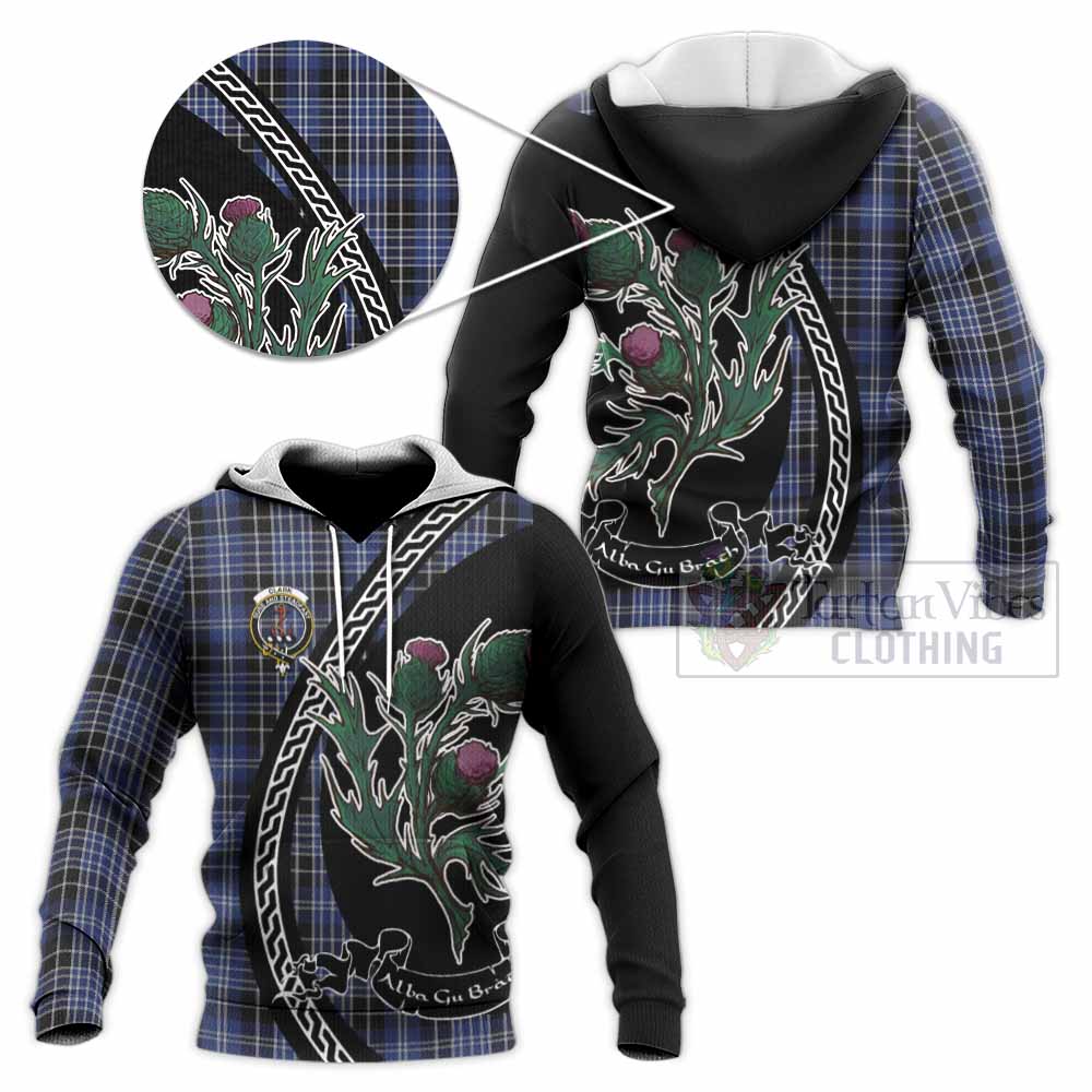 Clark (Clarke) Family Crest Tartan Knitted Hoodie Alba Thistle Inspired - Tartan Vibes Clothing