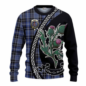 Clark (Clarke) Family Crest Tartan Knitted Sweater Alba Thistle Inspired - Tartan Vibes Clothing