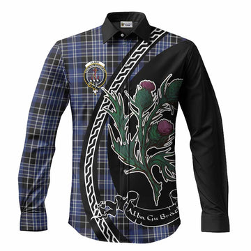 Clark (Clarke) Family Crest Tartan Long Sleeve Button Shirts Alba Thistle Inspired