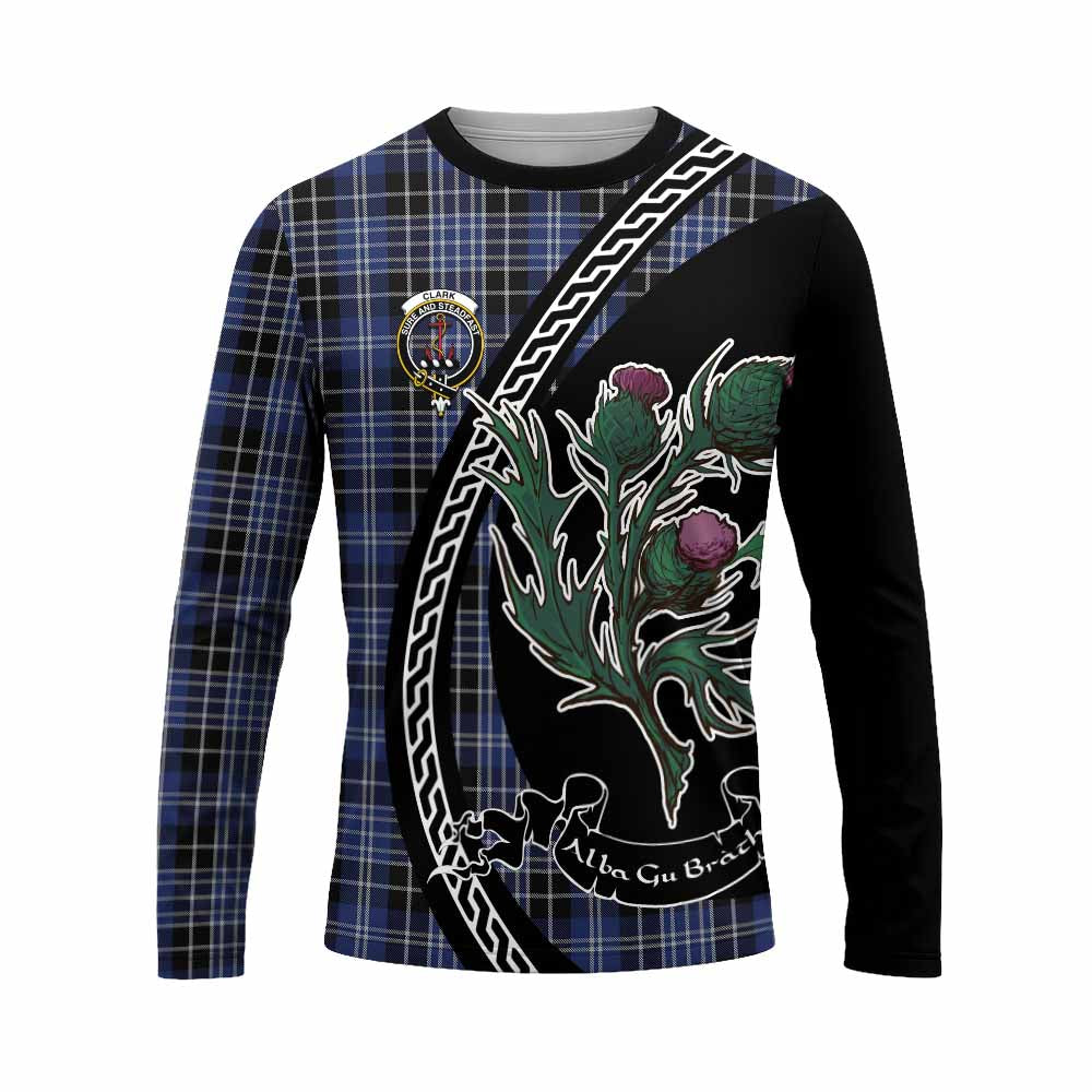 Clark (Clarke) Family Crest Tartan Long Sleeve T-Shirt Alba Thistle Inspired - Tartan Vibes Clothing