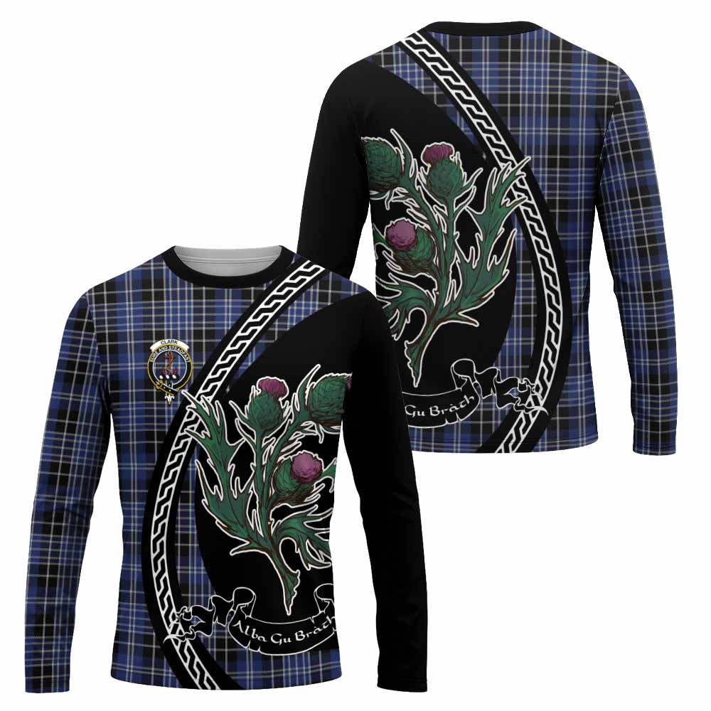 Clark (Clarke) Family Crest Tartan Long Sleeve T-Shirt Alba Thistle Inspired - Tartan Vibes Clothing