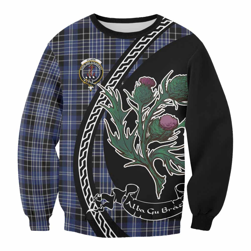 Clark (Clarke) Family Crest Tartan Sweatshirt Alba Thistle Inspired - Tartan Vibes Clothing