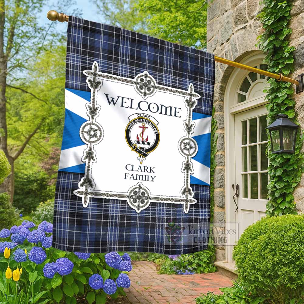 Clark (Clarke) Family Crest Tartan Welcome Garden Flag Saltire Harmony Style - Tartan Vibes Clothing