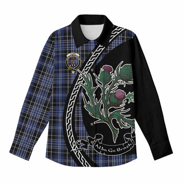 Clark (Clarke) Family Crest Tartan Women Casual Shirt Alba Thistle Inspired - Tartan Vibes Clothing