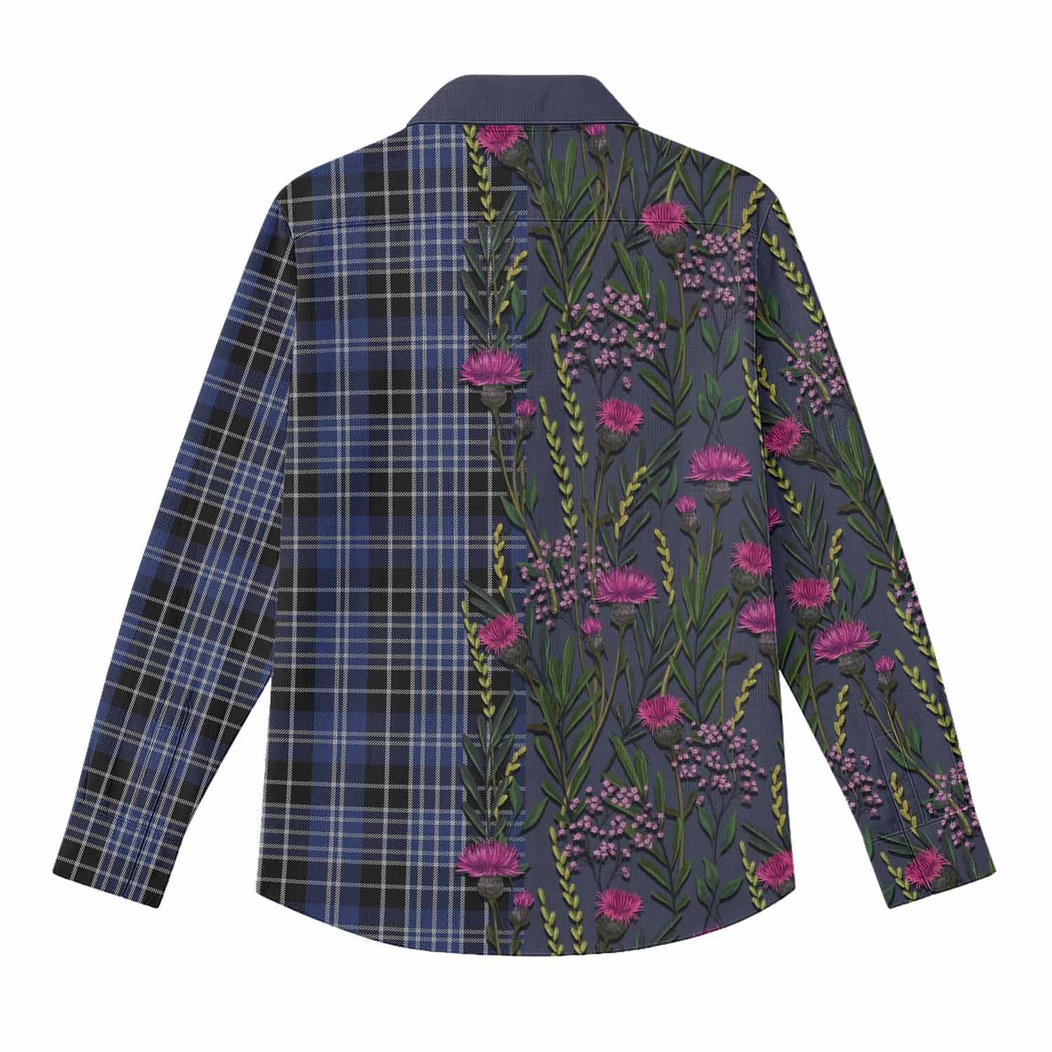 Clark (Clarke) Family Crest Tartan Women Casual Shirt Scottish Thistle Flower Pattern Half Style - Tartan Vibes Clothing