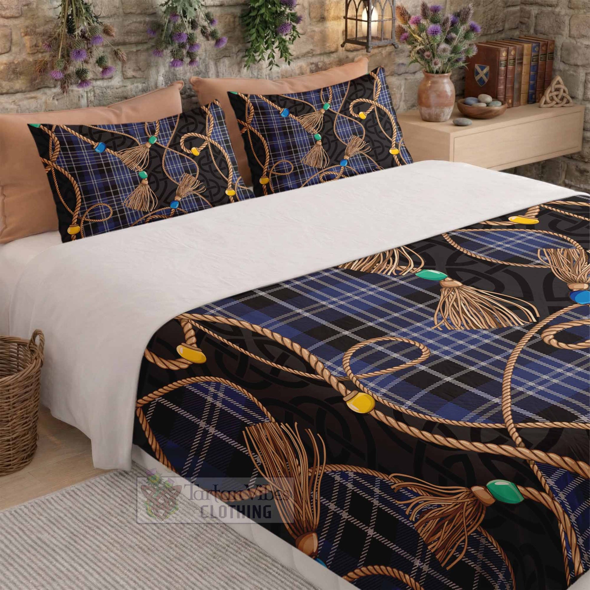 Clark (Clarke) Scottish Tartan Twisted Ropes Stylized Bedding Set - Tartan Vibes Clothing