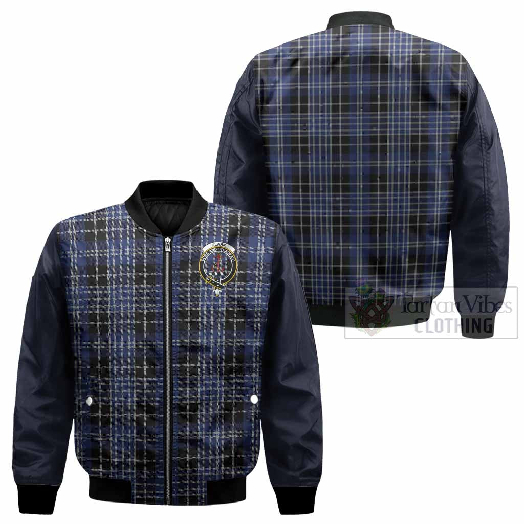 Clark (Clarke) Tartan Accent Bomber Jacket with Family Crest