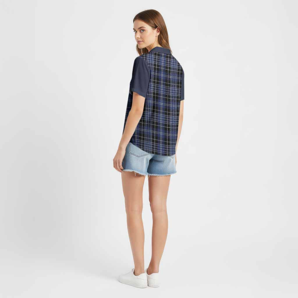 Clark (Clarke) Tartan Accent Cotton Hawaiian Shirt with Family Crest