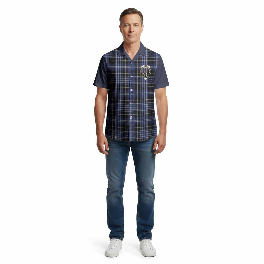 Clark (Clarke) Tartan Accent Cotton Hawaiian Shirt with Family Crest