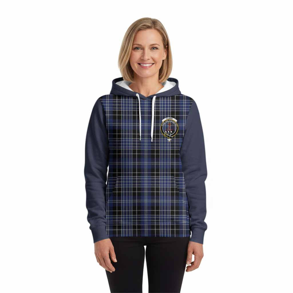 Clark (Clarke) Tartan Accent Hoodie with Family Crest