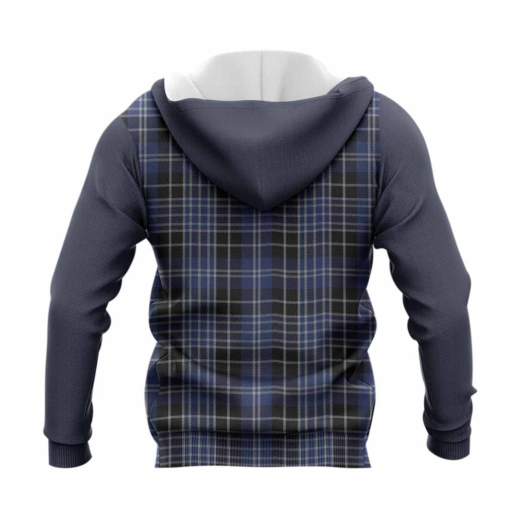 Clark (Clarke) Tartan Accent Knitted Hoodie with Family Crest