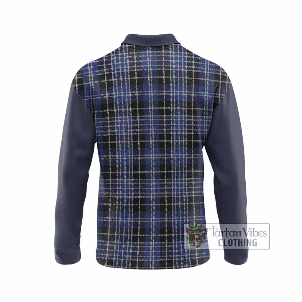 Clark (Clarke) Tartan Accent Long Sleeve Polo Shirt with Family Crest