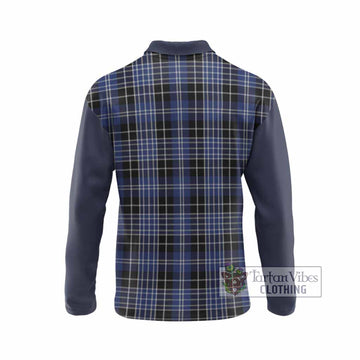 Clark (Clarke) Tartan Accent Long Sleeve Polo Shirt with Family Crest