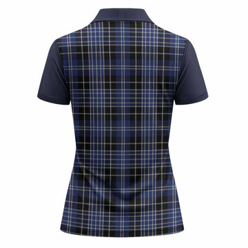 Clark (Clarke) Tartan Accent Women Polo Shirt with Family Crest