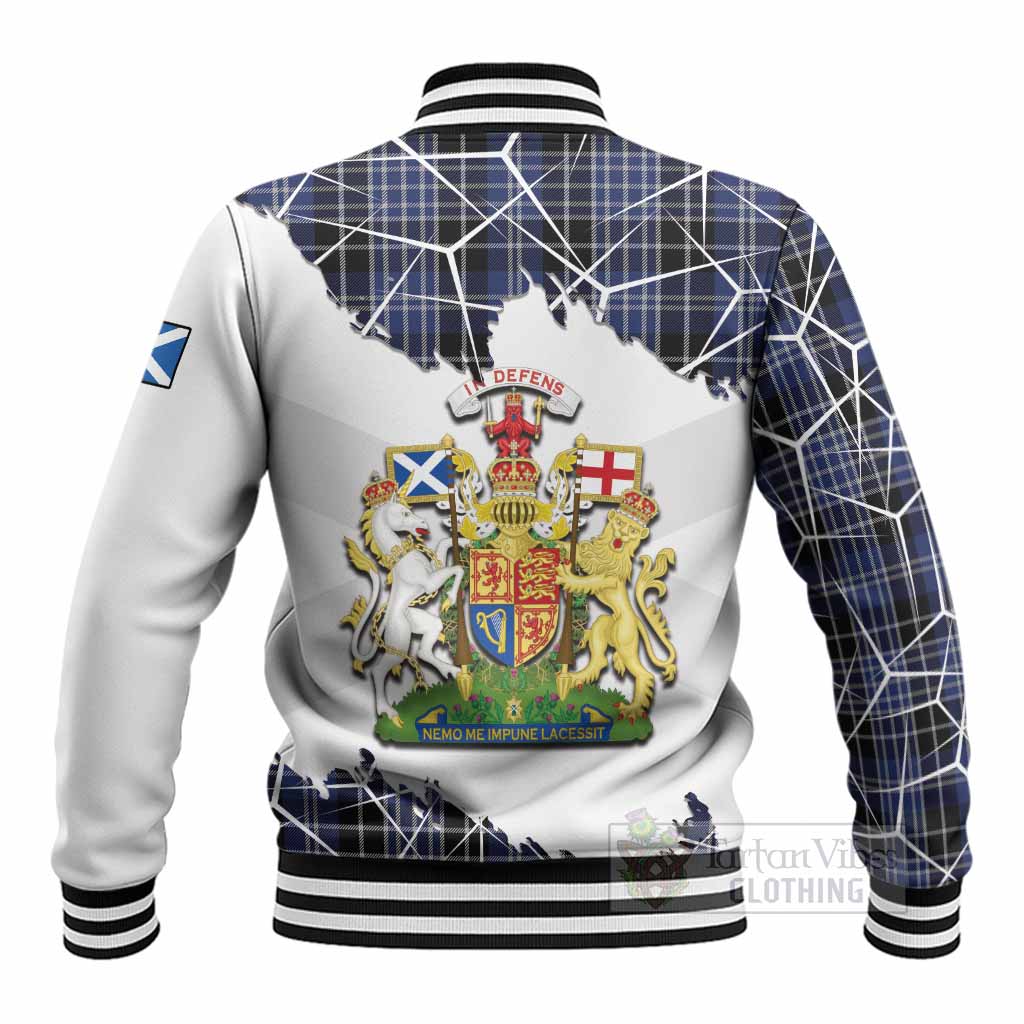 Clark (Clarke) Tartan Baseball Jacket with Family Crest and Lion Rampant Grunge Style