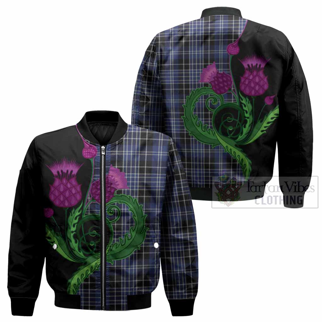 Clark (Clarke) Tartan Bomber Jacket Traditional Scottish Thistle