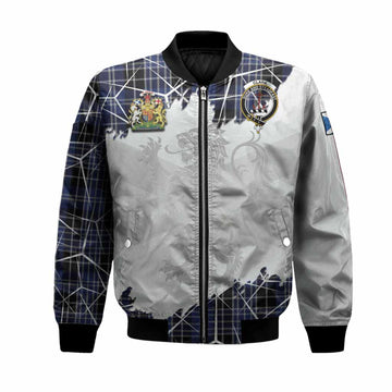 Clark (Clarke) Tartan Bomber Jacket with Family Crest and Lion Rampant Grunge Style